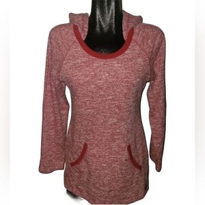 Marc New York Red and White Heathered Hoodie Size S